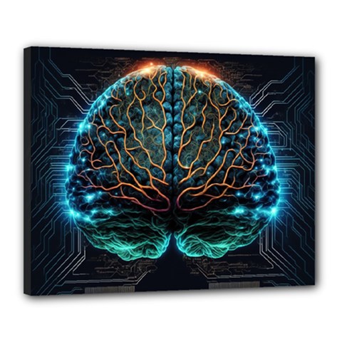 Brain Mind Technology Circuit Board Layout Patterns Canvas 20  X 16  (stretched) by Uceng