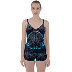 Brain Mind Technology Circuit Board Layout Patterns Tie Front Two Piece Tankini by Uceng