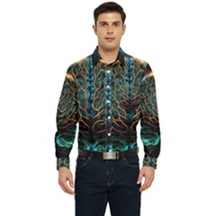 Brain Mind Technology Circuit Board Layout Patterns Men s Long Sleeve Pocket Shirt  by Uceng