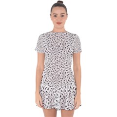 Winking Emoticon Sketchy Drawing Motif Random Pattern Drop Hem Mini Chiffon Dress by dflcprintsclothing