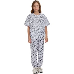 Winking Emoticon Sketchy Drawing Motif Random Pattern Kids  Tee And Pants Sports Set by dflcprintsclothing