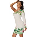 Watercolor Flower Long Sleeve One Shoulder Mini Dress View2