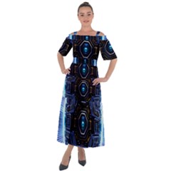 Ai Generated Digital Technology Computer Internet Shoulder Straps Boho Maxi Dress  by Ravend