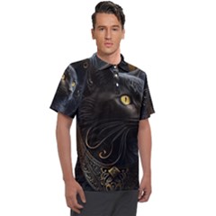 Ai Generated Cat Moon Feline Cute Men s Polo Tee by Ravend