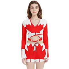 Canada Flag Canadian Flag View Velvet Wrap Crop Top And Shorts Set by Ravend