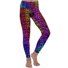 Rainbow Grid Form Abstract Background Graphic Kids  Lightweight Velour Classic Yoga Leggings by Ravend