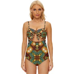 Background Abstract Fractal Annotation Texture Knot Front One-piece Swimsuit by Ravend