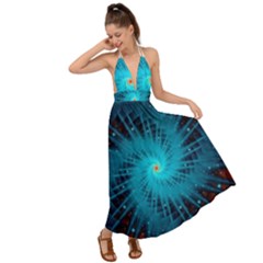 Spiral Stars Fractal Cosmos Explosion Big Bang Backless Maxi Beach Dress by Ravend