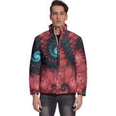 Fractal Spiral Vortex Pattern Art Digital Men s Puffer Bubble Jacket Coat by Ravend