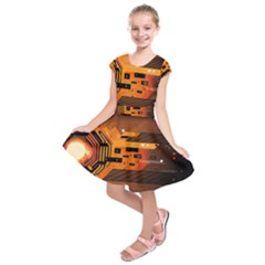 Technology Design Tech Computer Future Business Kids  Short Sleeve Dress by Ravend