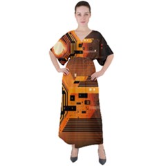 Technology Design Tech Computer Future Business V-neck Boho Style Maxi Dress by Ravend