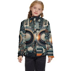 Illustrations Technology Robot Internet Processor Kids  Puffer Bubble Jacket Coat by Ravend