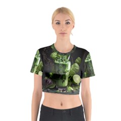 Ai Generated Drink Spinach Smooth Apple Ginger Cotton Crop Top by danenraven