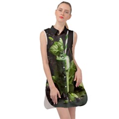 Ai Generated Drink Spinach Smooth Apple Ginger Sleeveless Shirt Dress by danenraven