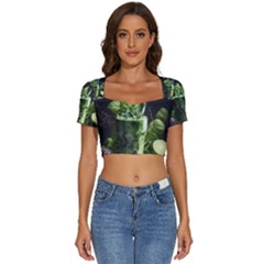 Ai Generated Drink Spinach Smooth Apple Ginger Short Sleeve Square Neckline Crop Top  by danenraven