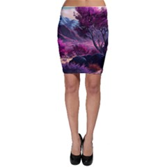 Landscape Landscape Painting Purple Purple Trees Bodycon Skirt by danenraven