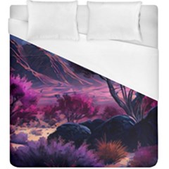 Landscape Landscape Painting Purple Purple Trees Duvet Cover (king Size) by danenraven