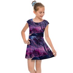 Landscape Landscape Painting Purple Purple Trees Kids  Cap Sleeve Dress by danenraven