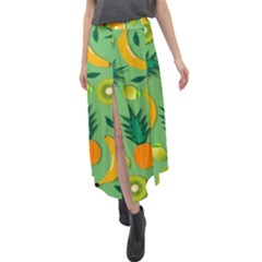 Fruit Tropical Pattern Design Art Pattern Velour Split Maxi Skirt by Ravend