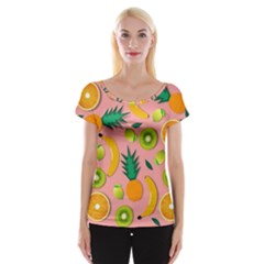 Fruits Tropical Pattern Design Art Cap Sleeve Top by Ravend