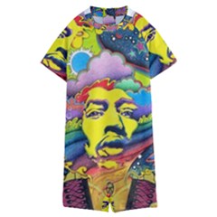 Psychedelic Rock Jimi Hendrix Kids  Boyleg Half Suit Swimwear by Jancukart