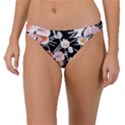 Boho Black Pink Flowers Watercolor VI Band Bikini Bottoms View1