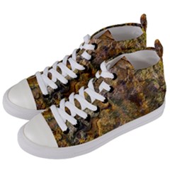 Rusty Orange Abstract Surface Women s Mid-top Canvas Sneakers by dflcprintsclothing