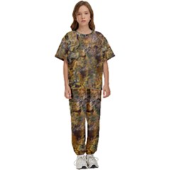 Rusty Orange Abstract Surface Kids  Tee And Pants Sports Set by dflcprintsclothing