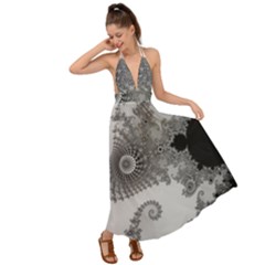 Apple Males Almond Bread Abstract Backless Maxi Beach Dress by Ravend