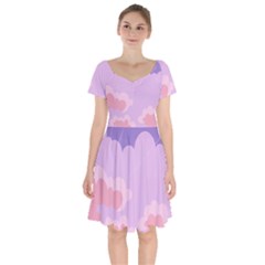 Sky Nature Sunset Clouds Space Fantasy Sunrise Short Sleeve Bardot Dress by Ravend