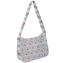 Easter Bunny Pattern Hare Easter Bunny Easter Egg Zip Up Shoulder Bag by Ravend