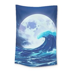 Ai Generated Waves Ocean Sea Tsunami Nautical Blue Small Tapestry by Ravend