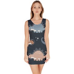 Dino Art Pattern Design Wallpaper Background Bodycon Dress by Ravend