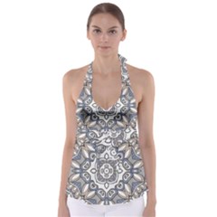 Flower Art Decorative Mandala Pattern Ornamental Babydoll Tankini Top by Ravend