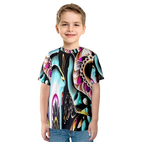 Garden Flower Nature Digital Art Abstract Kids  Sport Mesh Tee by Ravend