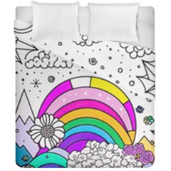 Rainbow Fun Cute Minimal Doodle Drawing Art Duvet Cover Double Side (california King Size) by Ravend