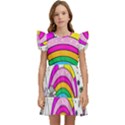 Rainbow Fun Cute Minimal Doodle Drawing Art Kids  Winged Sleeve Dress View1