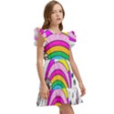 Rainbow Fun Cute Minimal Doodle Drawing Art Kids  Winged Sleeve Dress View3