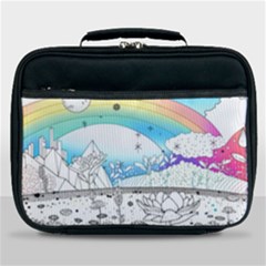 Rainbow Fun Cute Minimal Doodle Drawing Arts Lunch Bag by Ravend