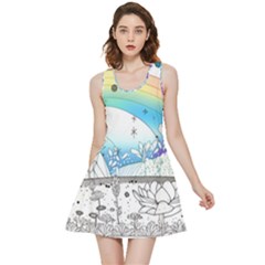 Rainbow Fun Cute Minimal Doodle Drawing Arts Inside Out Reversible Sleeveless Dress by Ravend