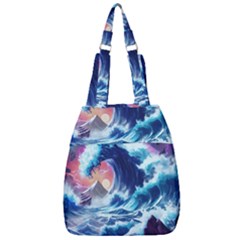 Storm Tsunami Waves Ocean Sea Nautical Nature Center Zip Backpack by Ravend