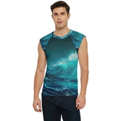 Tsunami Waves Ocean Sea Nautical Nature Water Men s Raglan Cap Sleeve Tee by Ravend