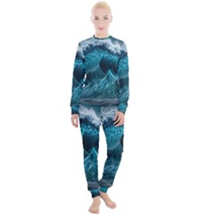 Tsunami Waves Ocean Sea Water Rough Seas 6 Women s Lounge Set by Ravend