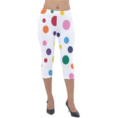 Polka Dot Lightweight Velour Capri Leggings  by 8989