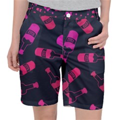 Wine Wine Bottles Background Graphic Pocket Shorts by Ravend