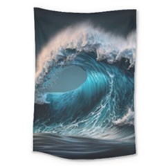 Tsunami Waves Ocean Sea Water Rough Seas Large Tapestry by Ravend