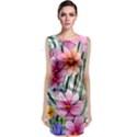 Beautiful Big Blooming Flowers Watercolor Classic Sleeveless Midi Dress View1