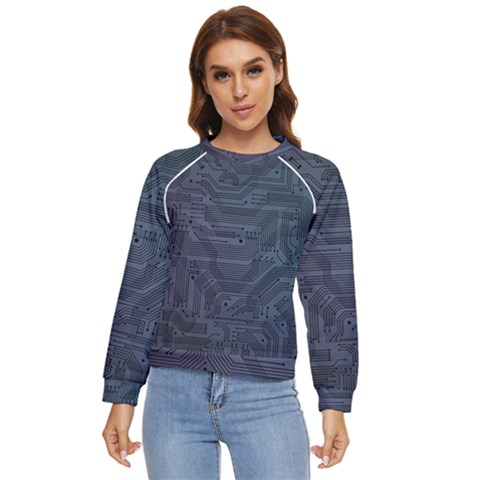 Circuit Board Circuits Mother Board Computer Chip Women s Long Sleeve Raglan Tee by Ravend