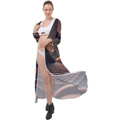 Ai Generated Swirl Space Design Fractal Light Art Maxi Chiffon Beach Wrap by Ravend