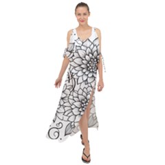 Flowers Template Line Art Pattern Coloring Page Maxi Chiffon Cover Up Dress by Ravend